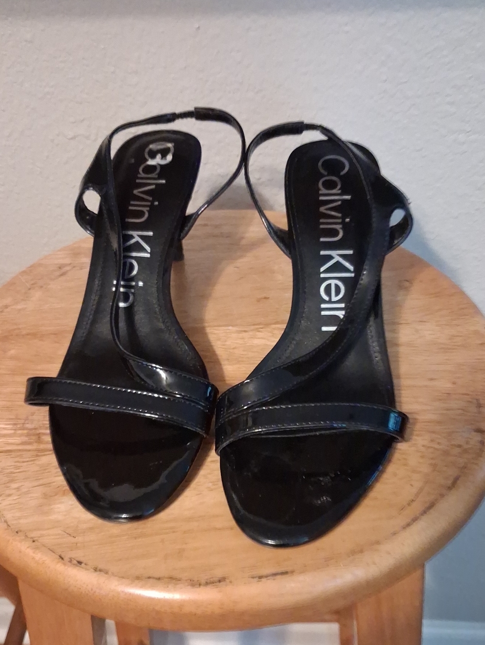 Calvin Klein Black Patent Slingback Heels